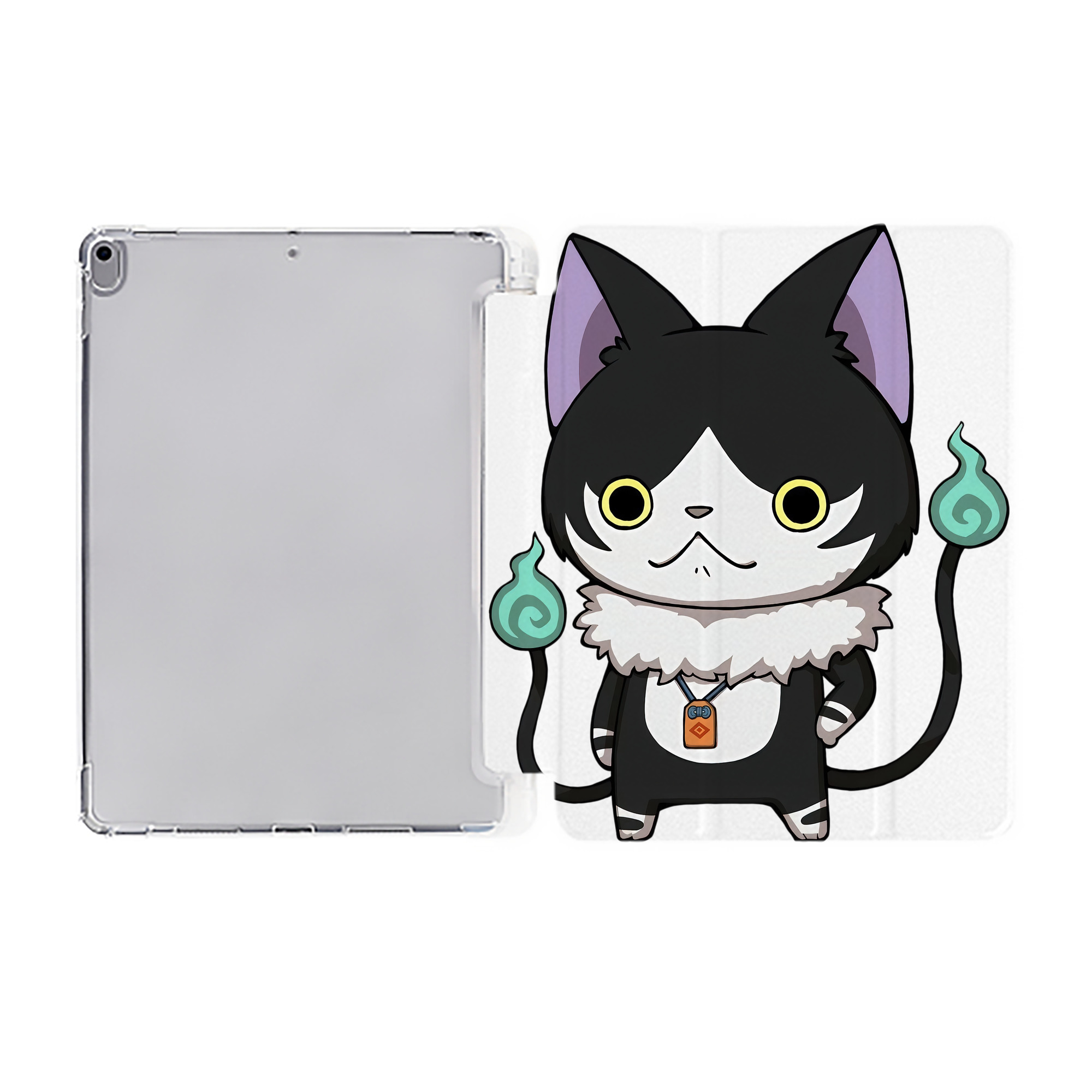 （画像用） 妖怪ウォッチ Yo-kai Watch IPad ケース ペン収納付き 三つ折りスタンド PUレザー×シリコン 対応機種9.5/10.5/10.9インチ